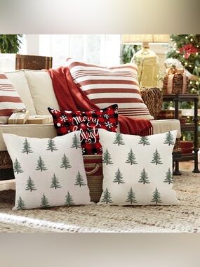 🛍️New🛍️Holiday Tree Print Decorative Throw Pillow Cover Set (No Insert)
